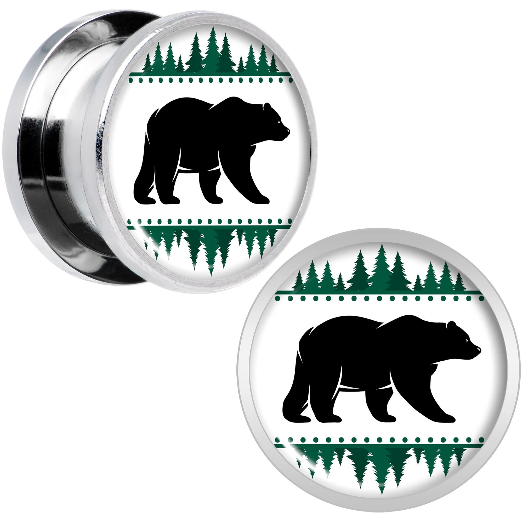 Winter Polar Bear in Woods Screw Fit Plug Set Sizes 5mm to 20mm - Image 6