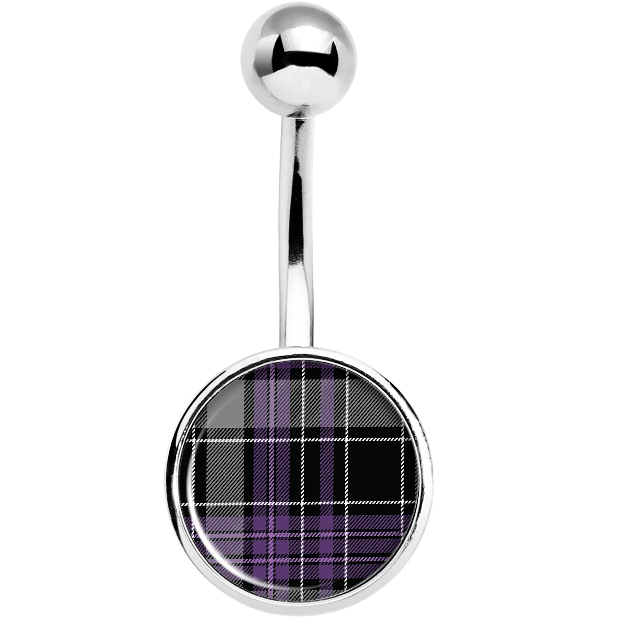 Winter Purple Black Plaid Belly Ring - Image 2