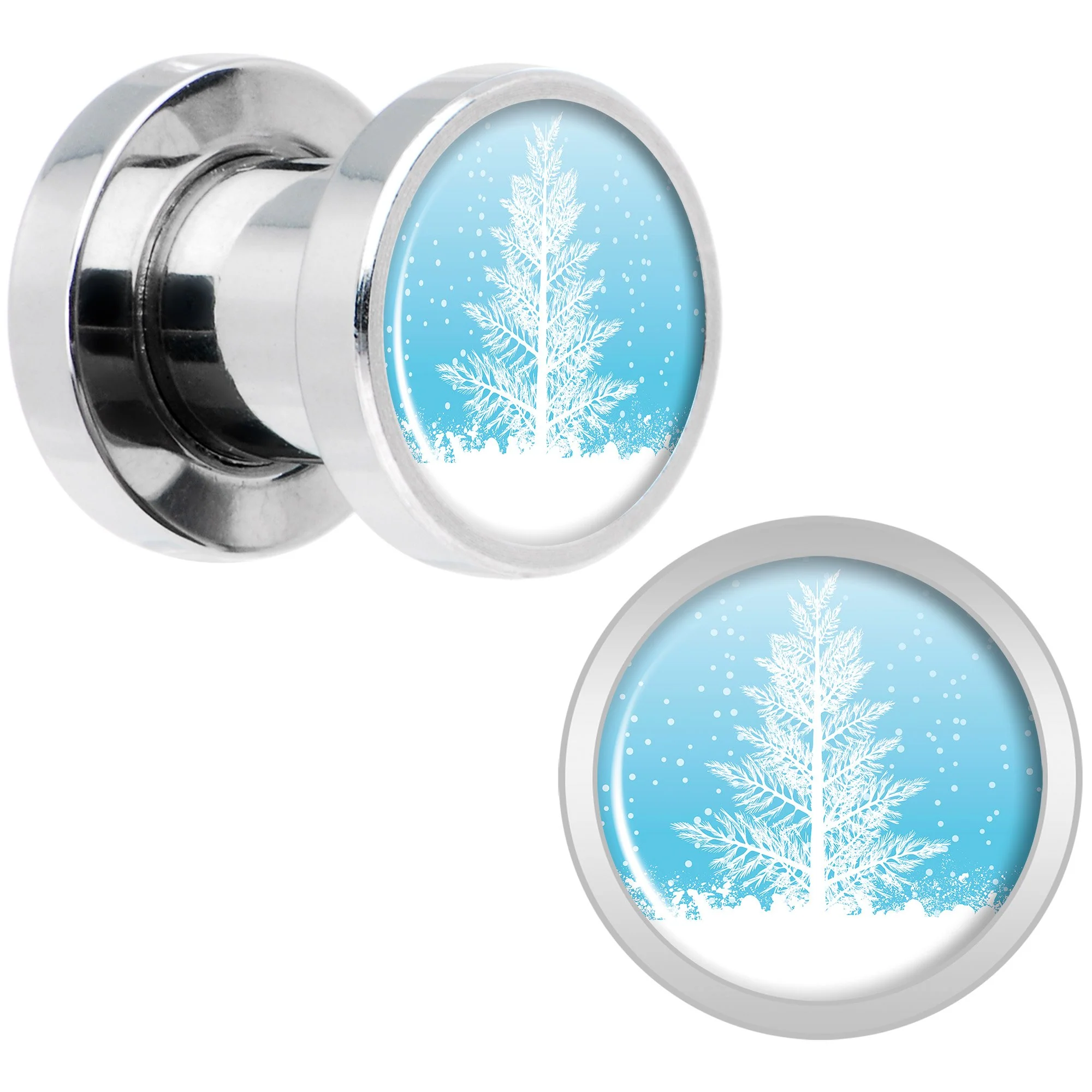 Winter Snow Covered Tree Screw Fit Plug Set Sizes 5mm to 20mm - Image 3