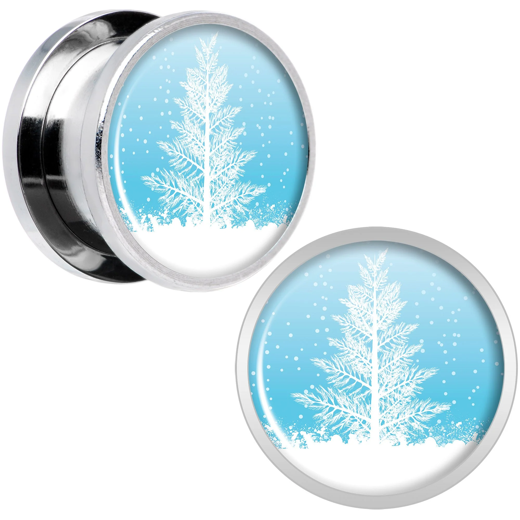 Winter Snow Covered Tree Screw Fit Plug Set Sizes 5mm to 20mm - Image 6