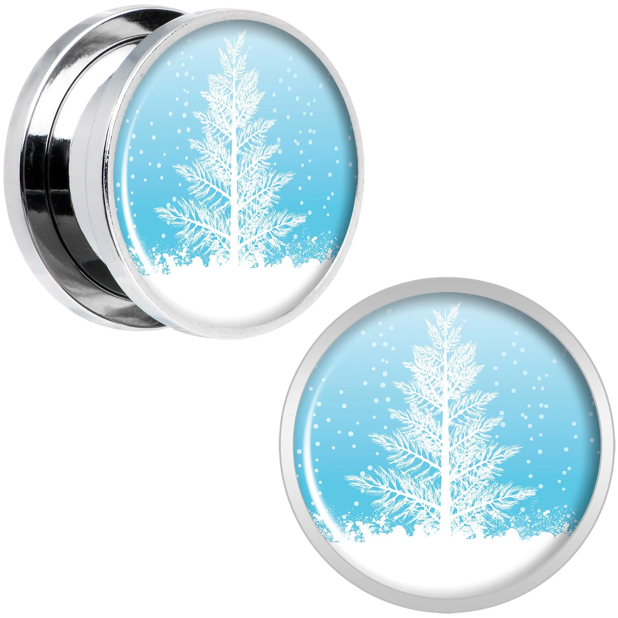 Winter Snow Covered Tree Screw Fit Plug Set Sizes 5mm to 20mm - Image 7