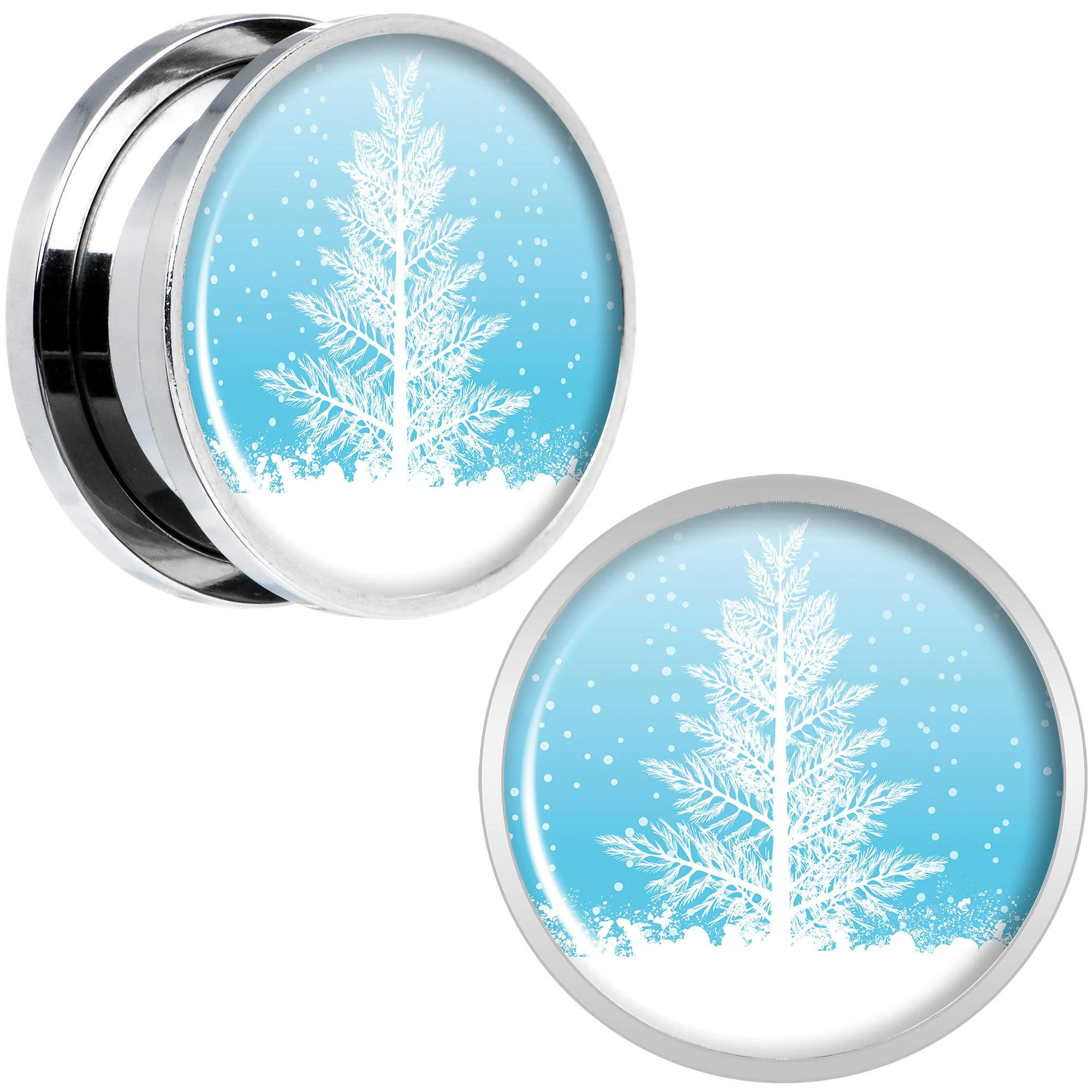 Winter Snow Covered Tree Screw Fit Plug Set Sizes 5mm to 20mm - Image 8