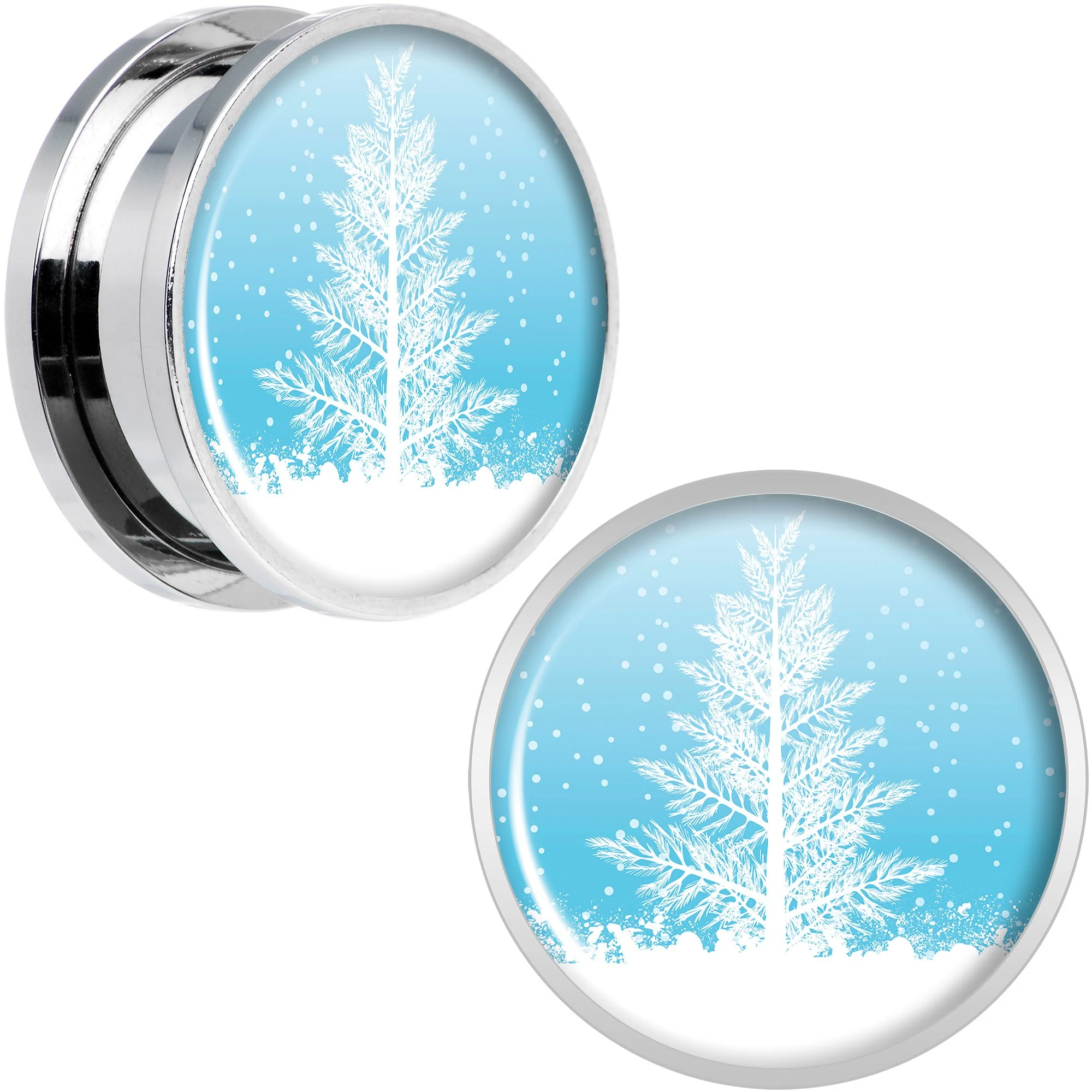 Winter Snow Covered Tree Screw Fit Plug Set Sizes 5mm to 20mm - Image 9