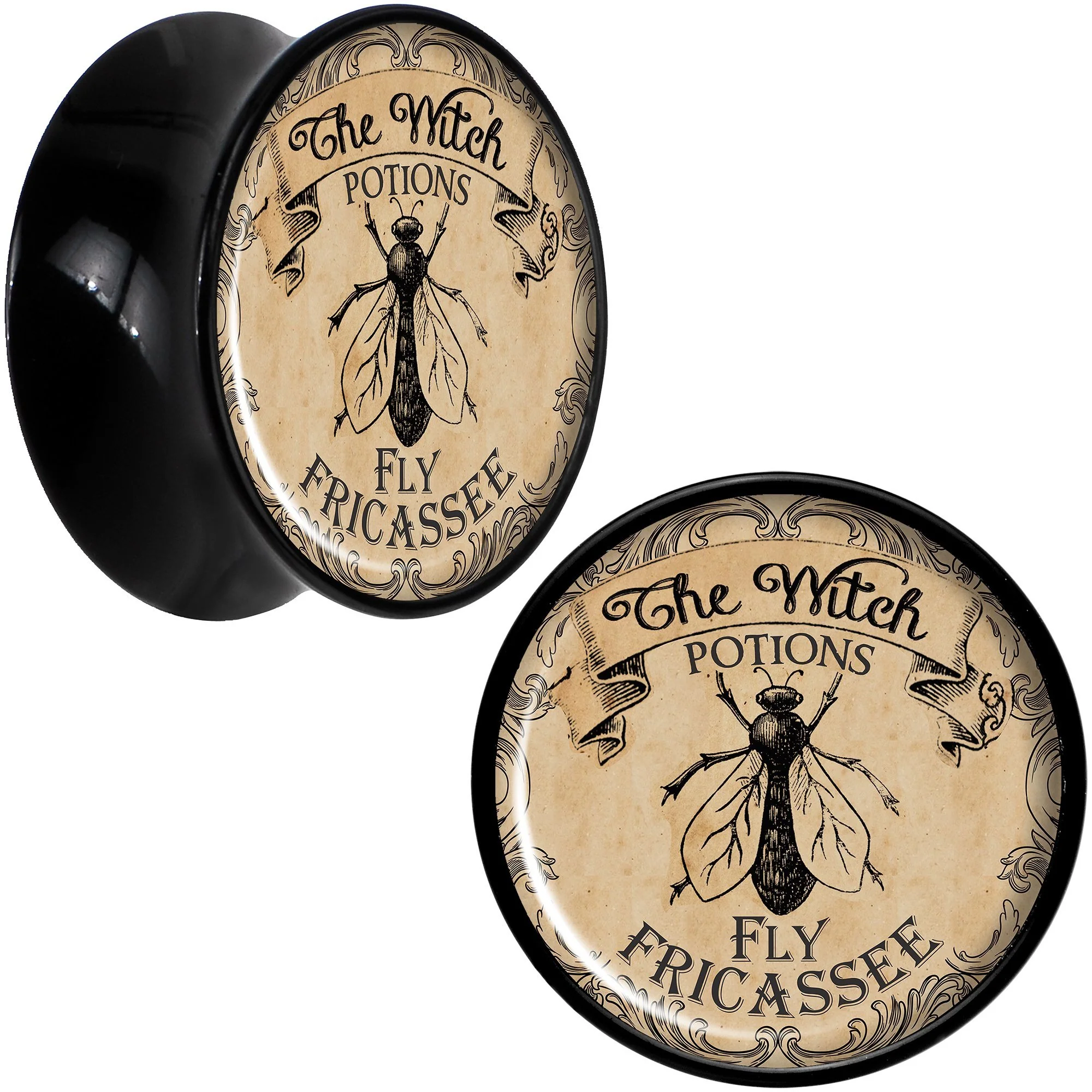 Witches Brew Fly Fricassee Halloween Black Acrylic Plug Sizes 0G to 20mm - Image 10