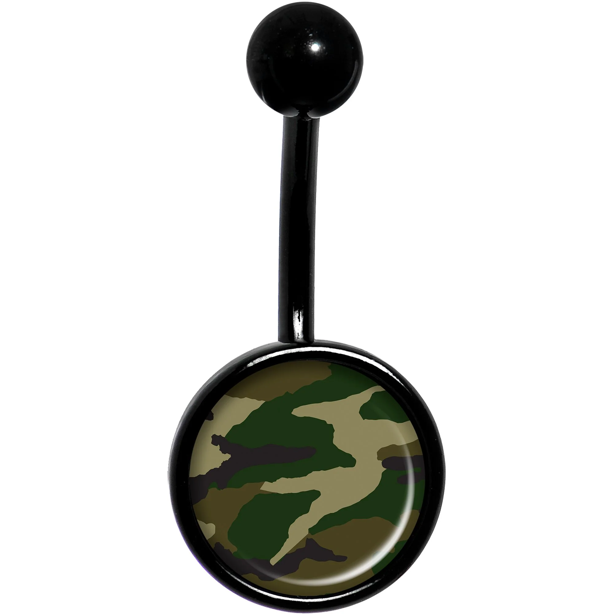 Woodland Camo Print Black Belly Ring - Image 2