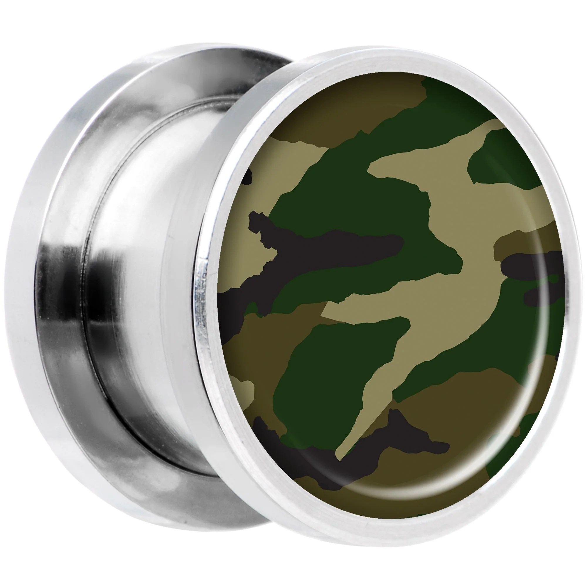 Woodland Camo Print Steel Screw Fit Plug Set 1/2 - Image 2