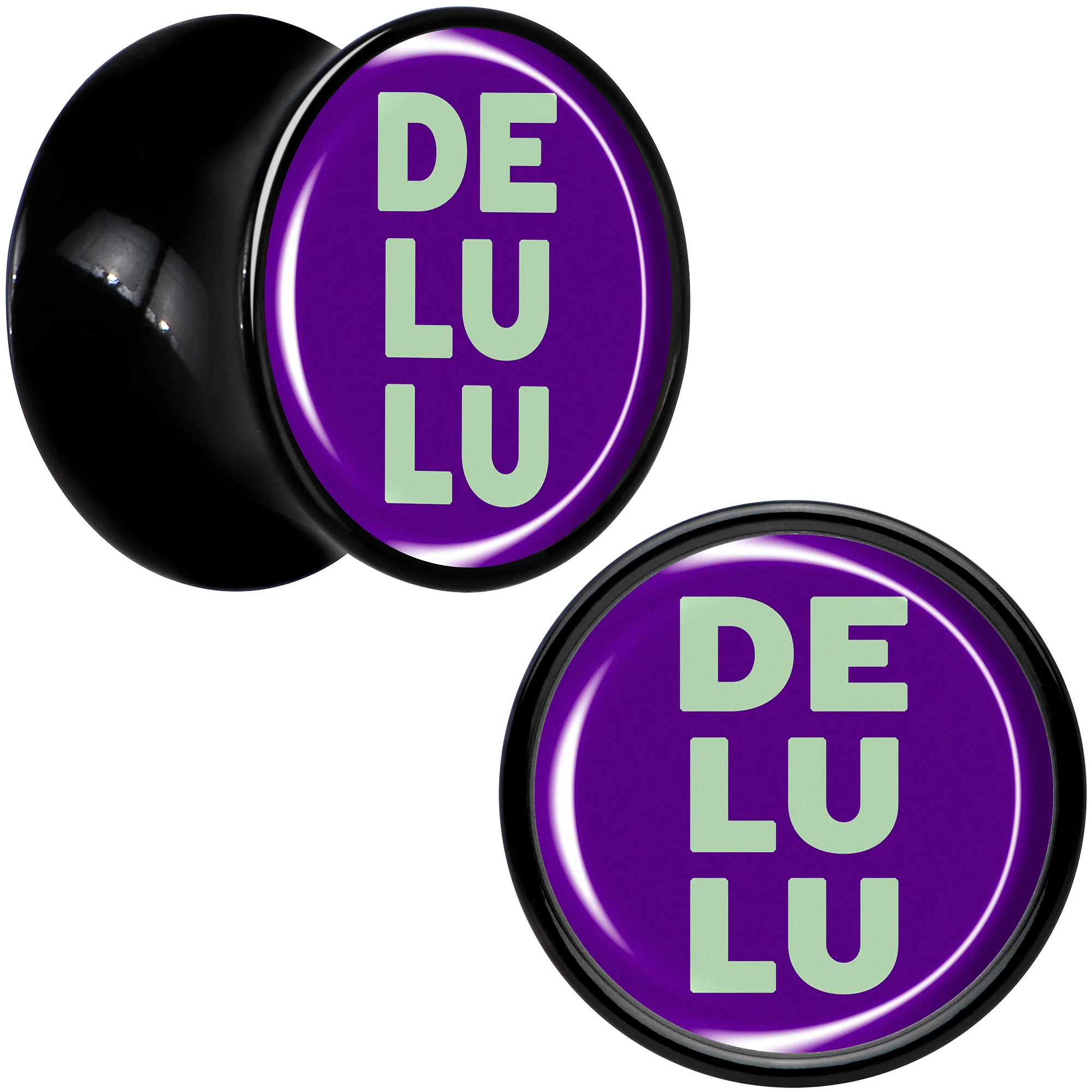 Word DELULU Black Acrylic Saddle Plug Set by Onyx O - Image 2
