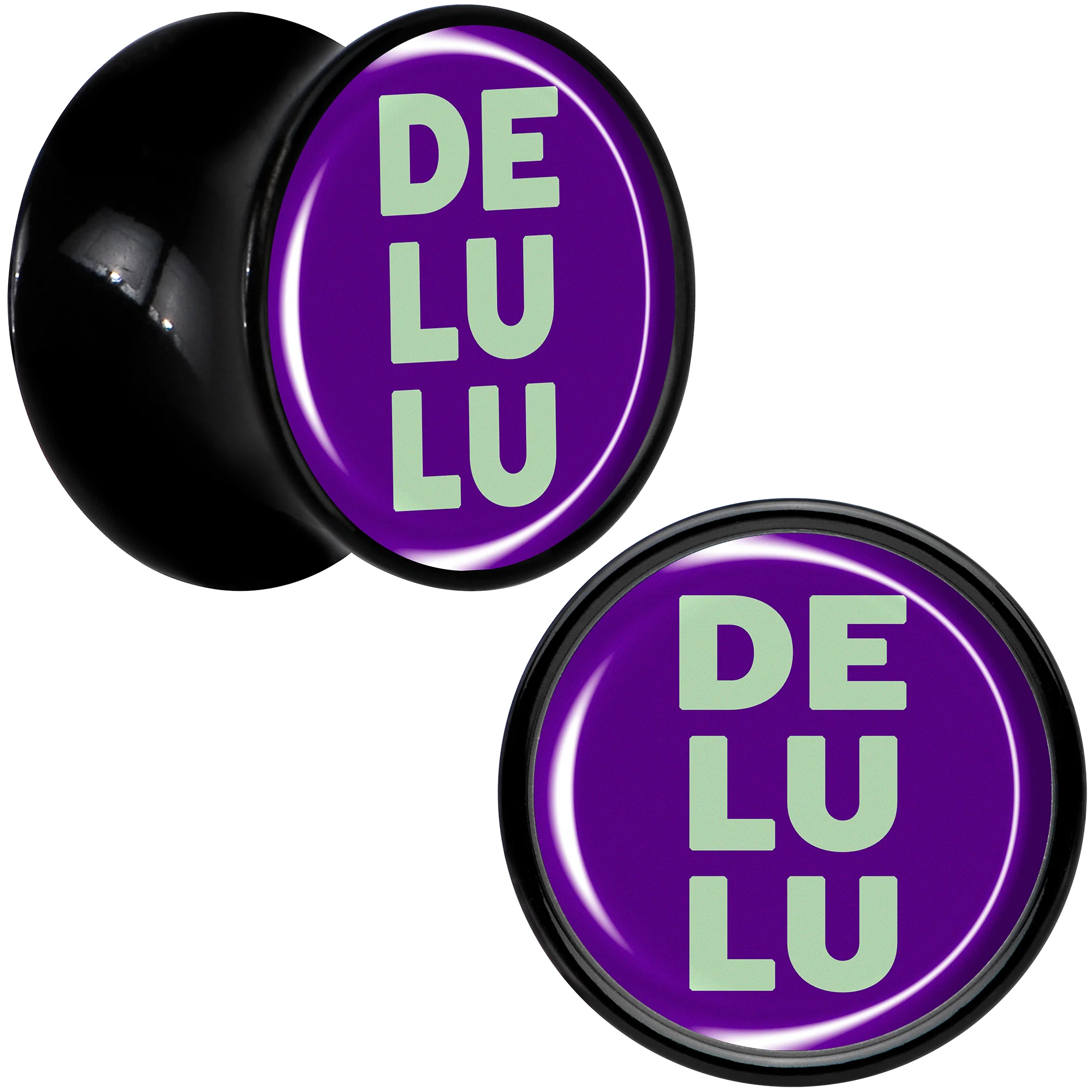 Word DELULU Black Acrylic Saddle Plug Set by Onyx O - Image 8