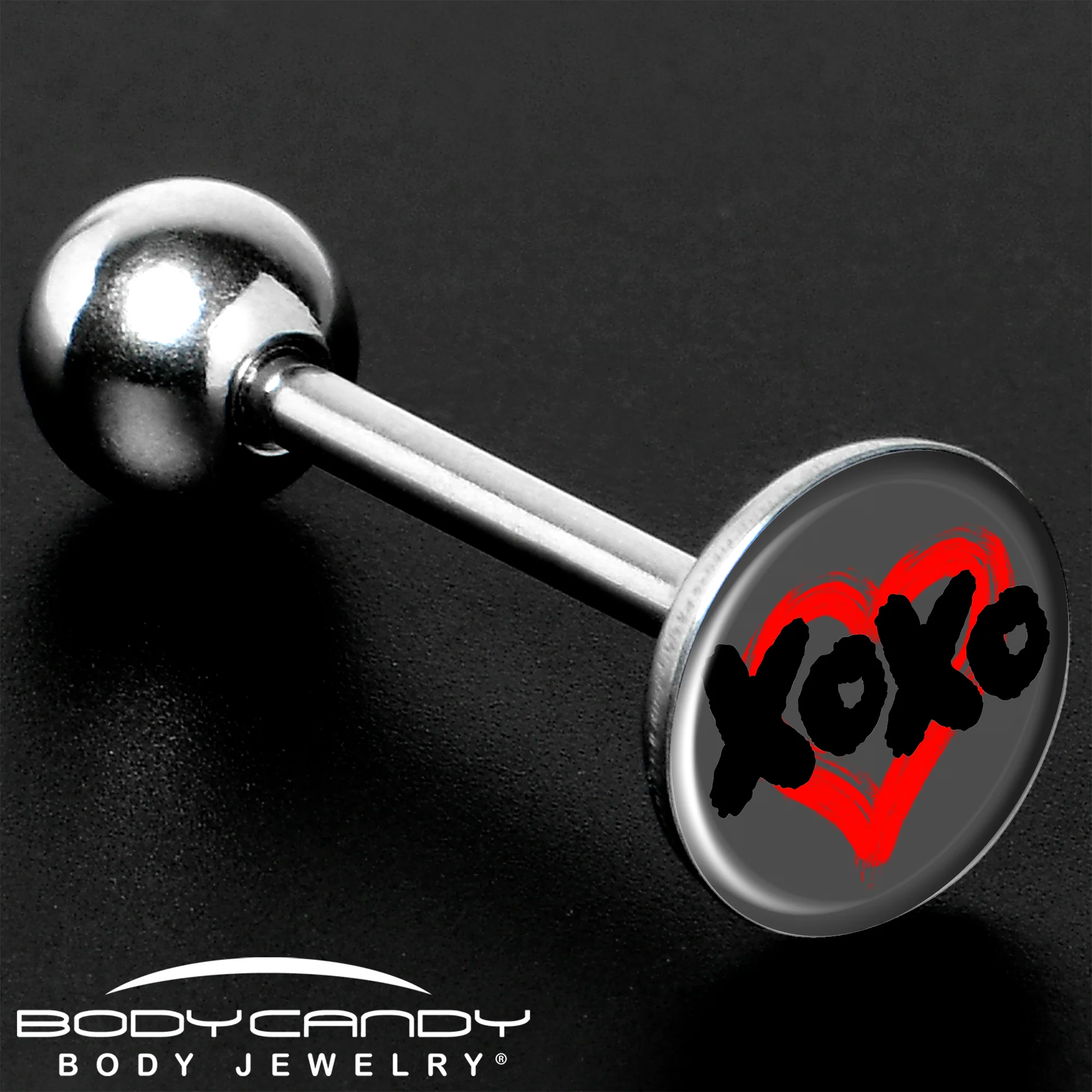 XOXO Heart Barbell Tongue Ring by Onyx O - Image 8