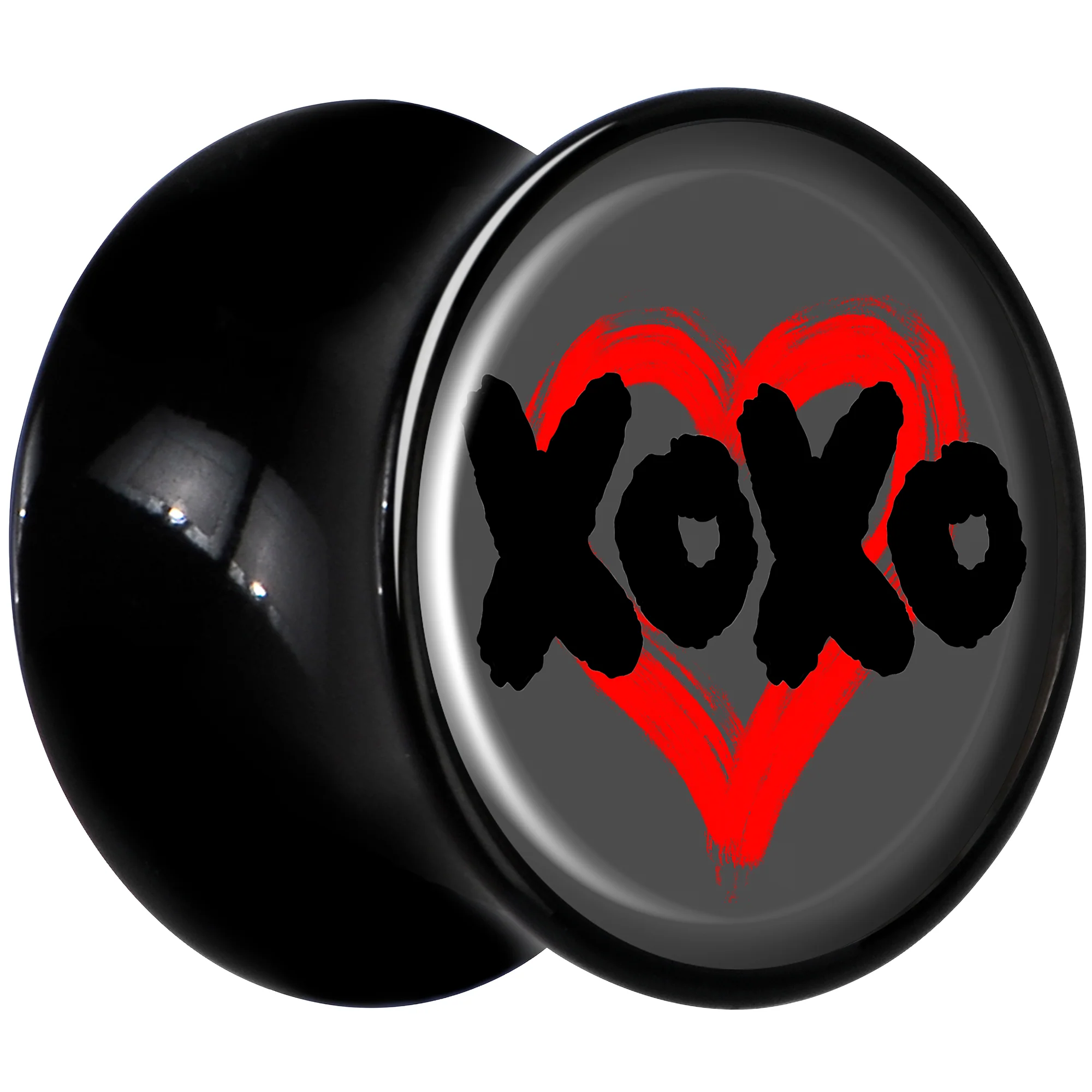 0G XOXO Heart Black Acrylic Saddle Plug Set by Onyx O - Image 3