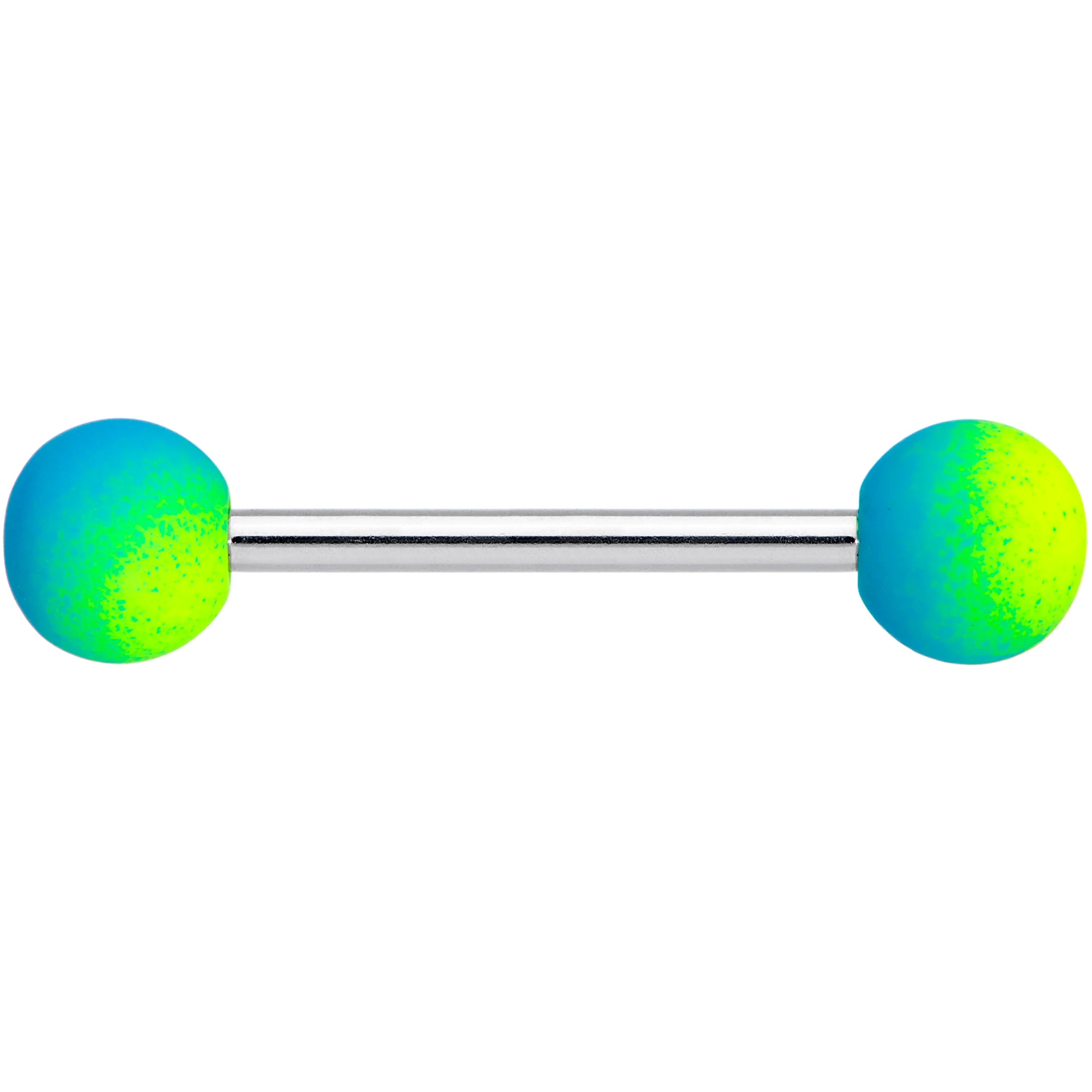 Yellow Blue Ombre Soft Finish Barbell Tongue Ring - Image 2