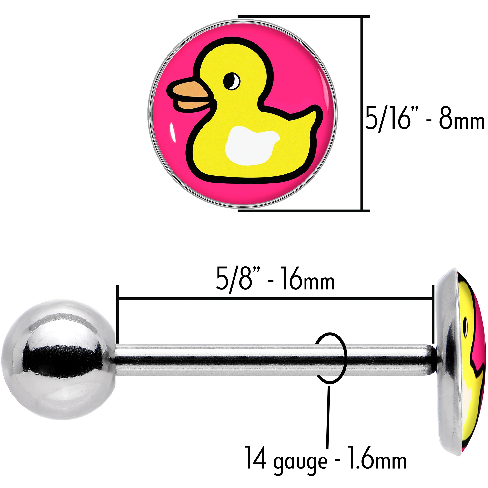 Yellow Ducky Barbell Tongue Ring by Onyx O - Image 8