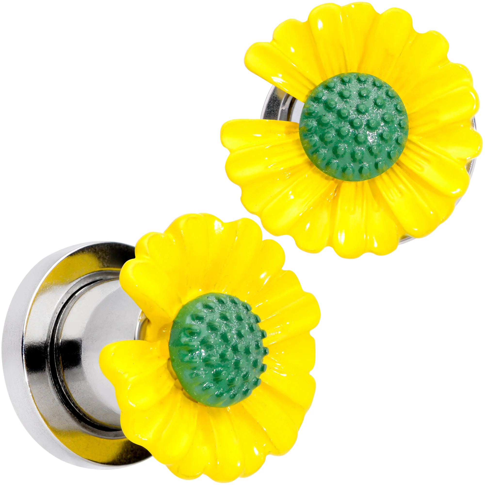 Yellow Daisy Flower Screw Fit Plug Set - Image 4