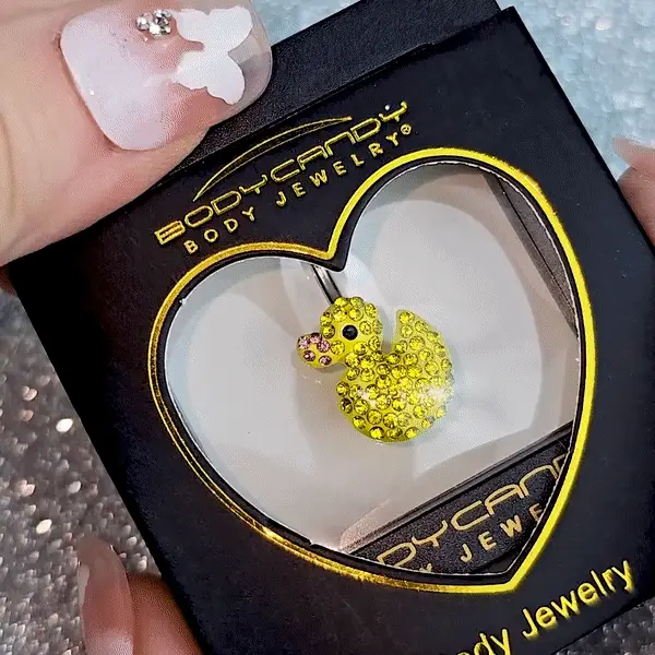 Sydney Belle Girlfriend Collection Yellow Pink CZ Gem Rubber Duck Ducky Belly Ring - Image 2