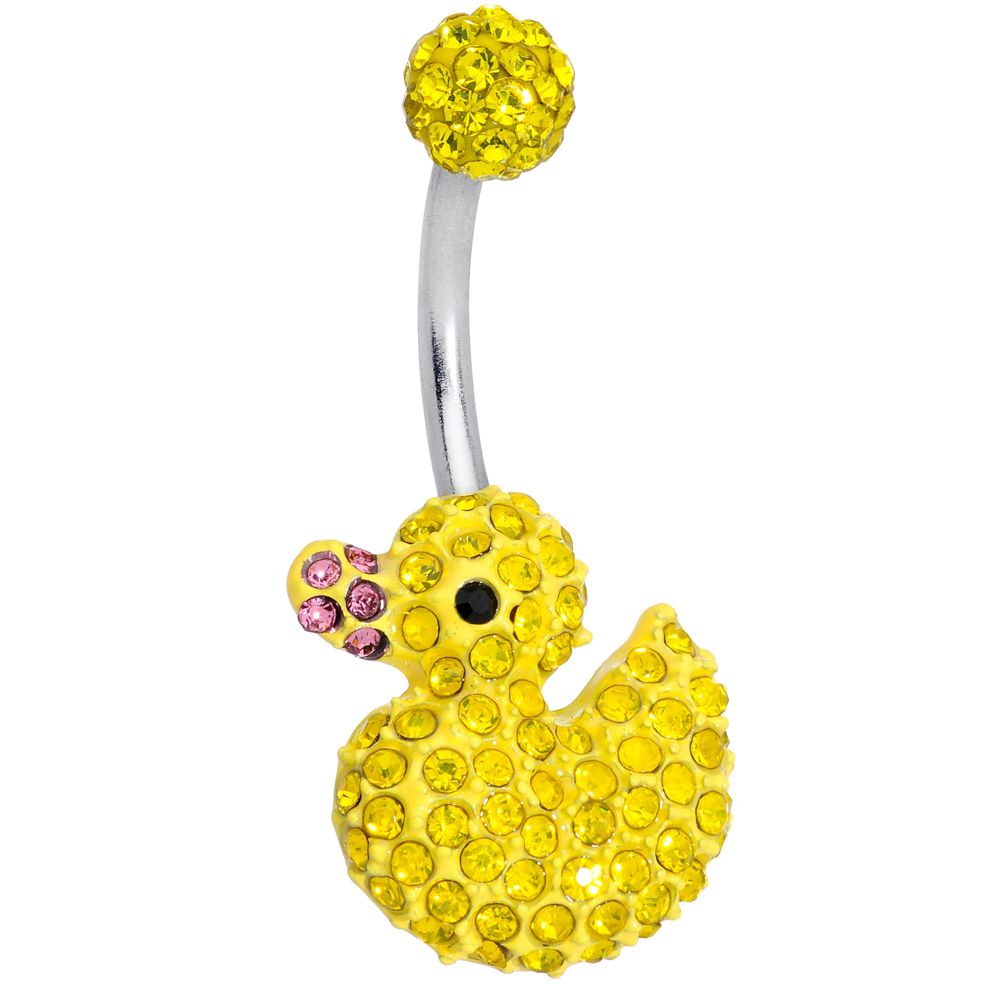 Sydney Belle Girlfriend Collection Yellow Pink CZ Gem Rubber Duck Ducky Belly Ring - Image 6