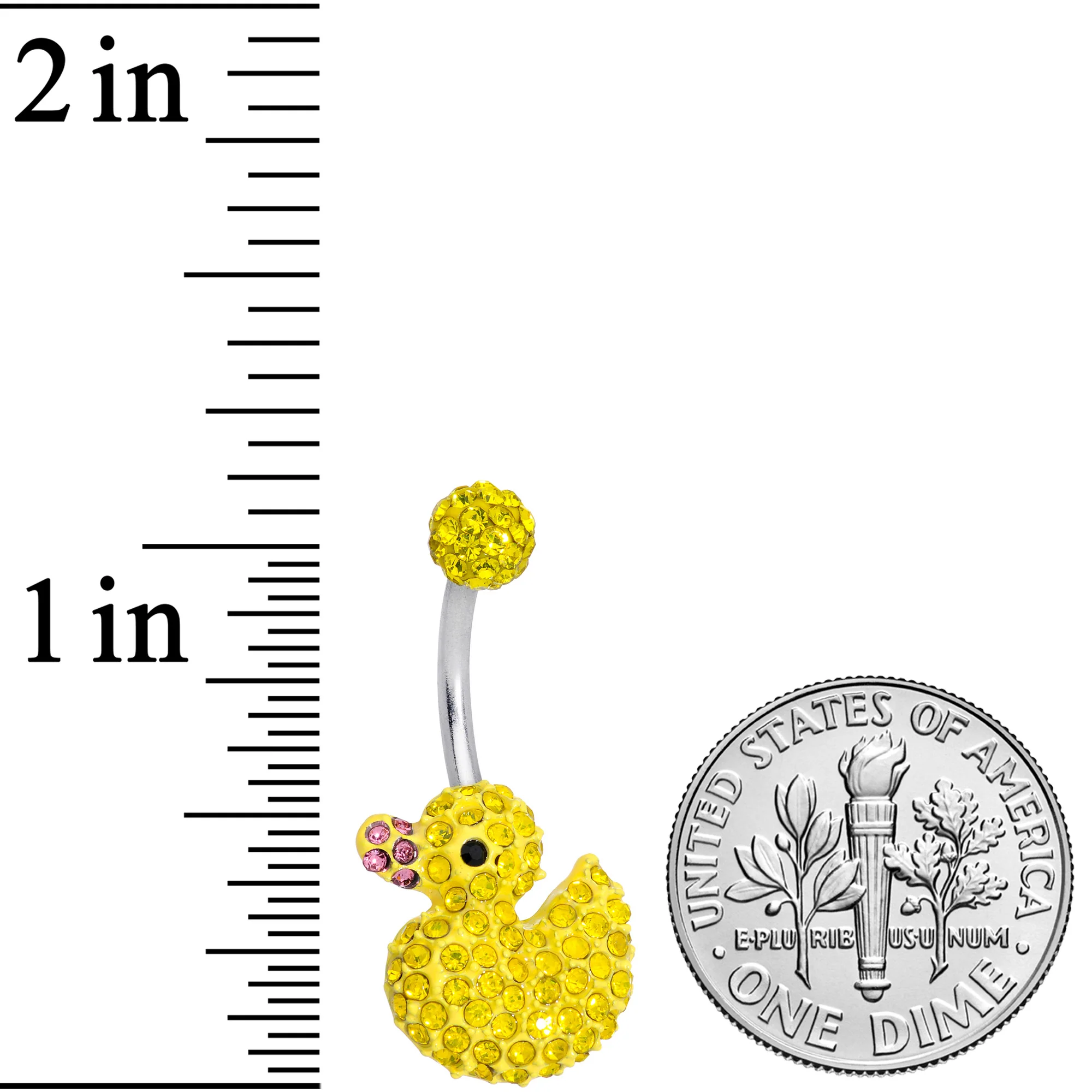 Sydney Belle Girlfriend Collection Yellow Pink CZ Gem Rubber Duck Ducky Belly Ring - Image 7