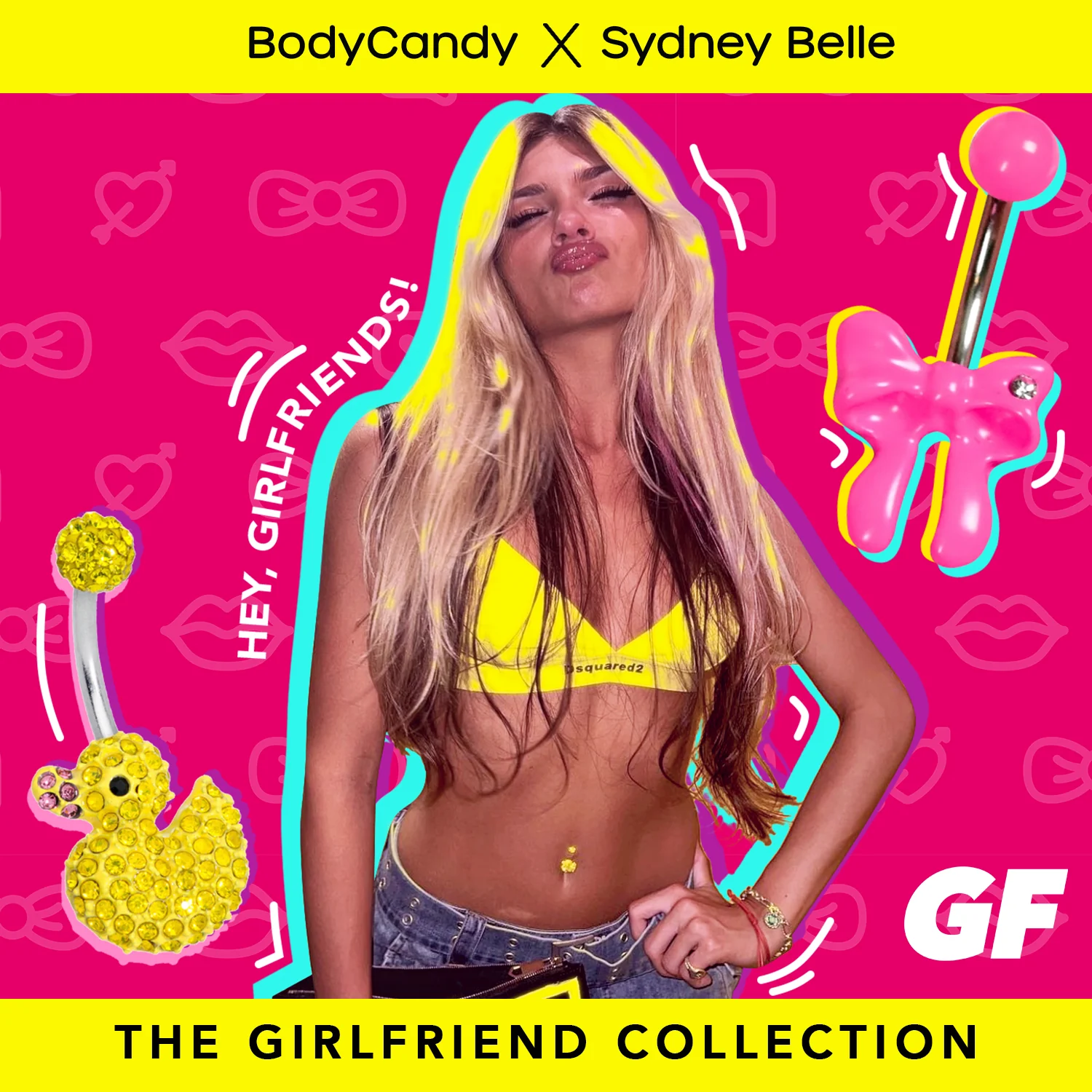 Sydney Belle Girlfriend Collection Yellow Pink CZ Gem Rubber Duck Ducky Belly Ring - Image 8