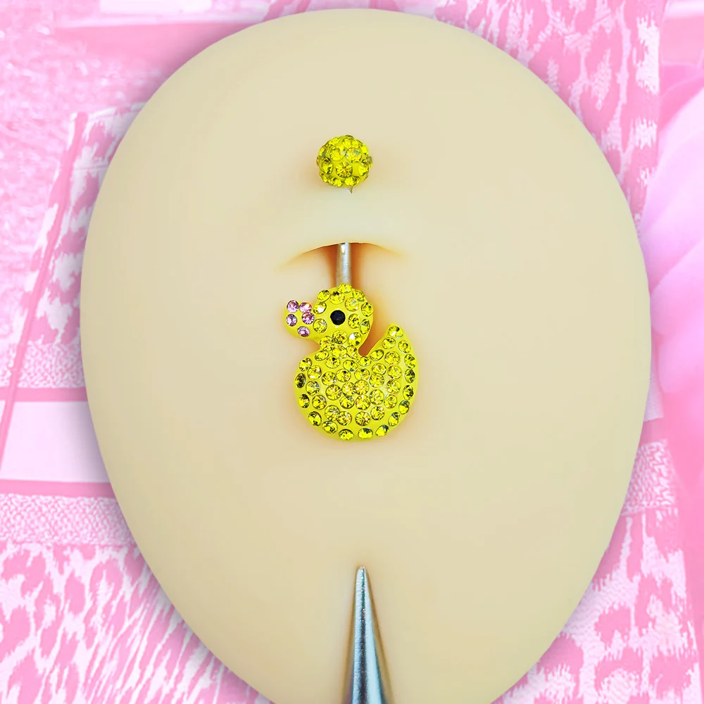 Sydney Belle Girlfriend Collection Yellow Pink CZ Gem Rubber Duck Ducky Belly Ring - Image 9
