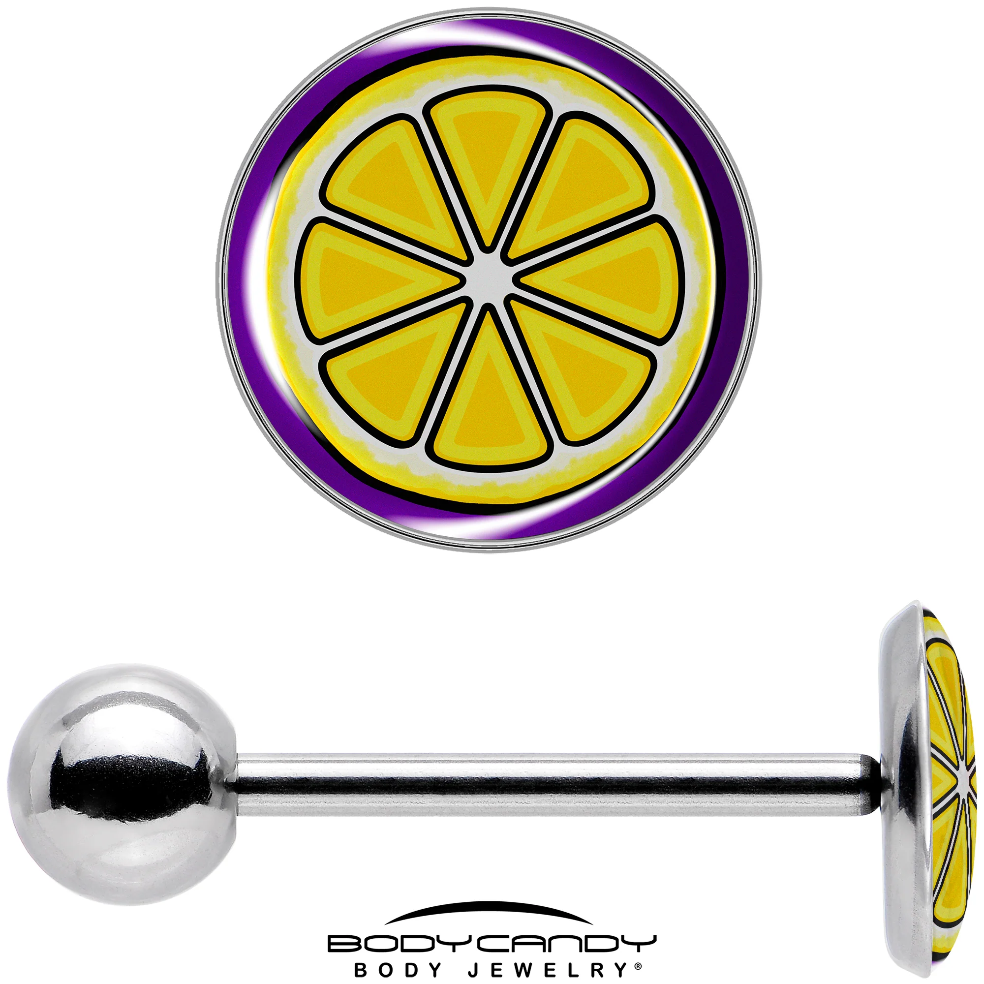Yellow Slice of Lemon Barbell Tongue Ring by Onyx O - Image 7