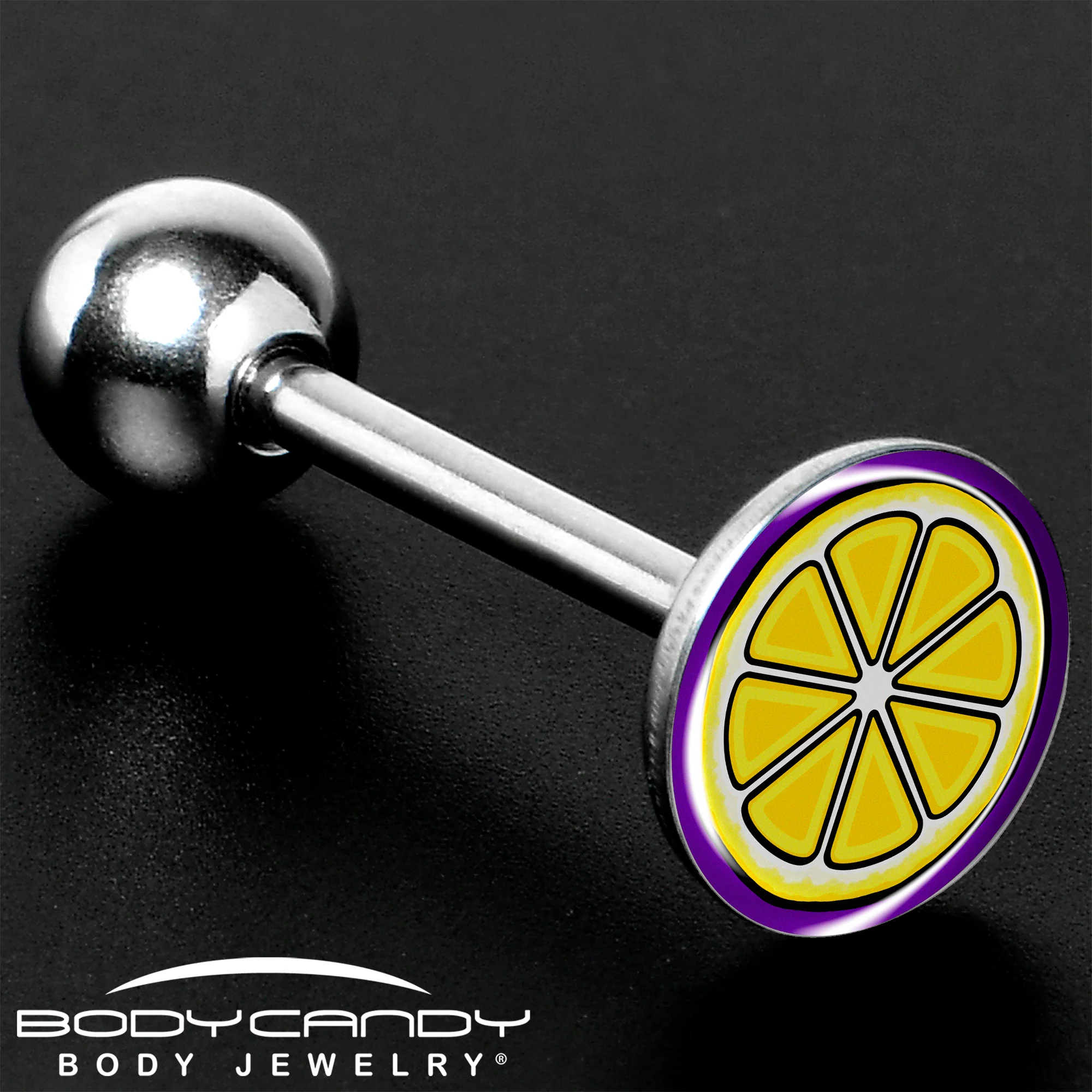 Yellow Slice of Lemon Barbell Tongue Ring by Onyx O - Image 8