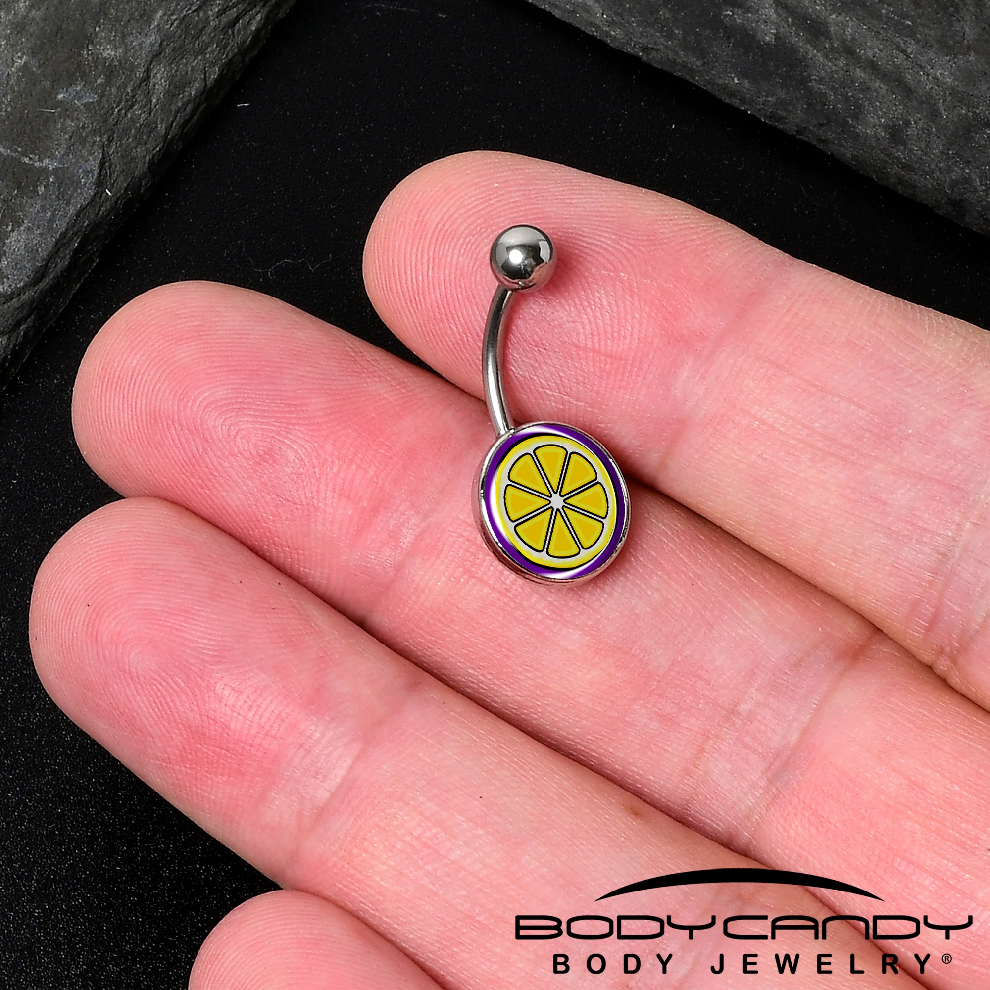 Yellow Slice of Lemon Belly Ring by Onyx O - Image 2