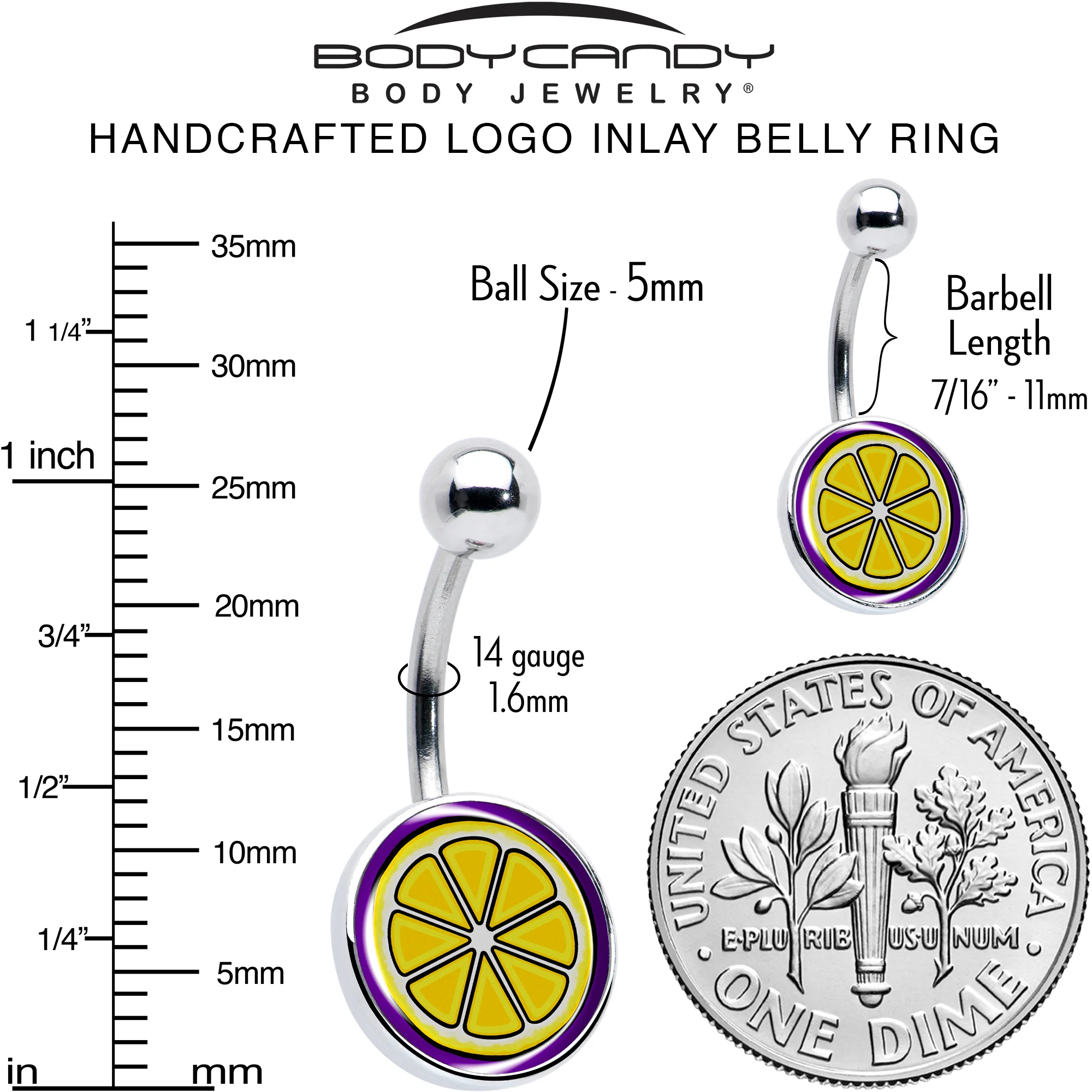 Yellow Slice of Lemon Belly Ring by Onyx O - Image 6