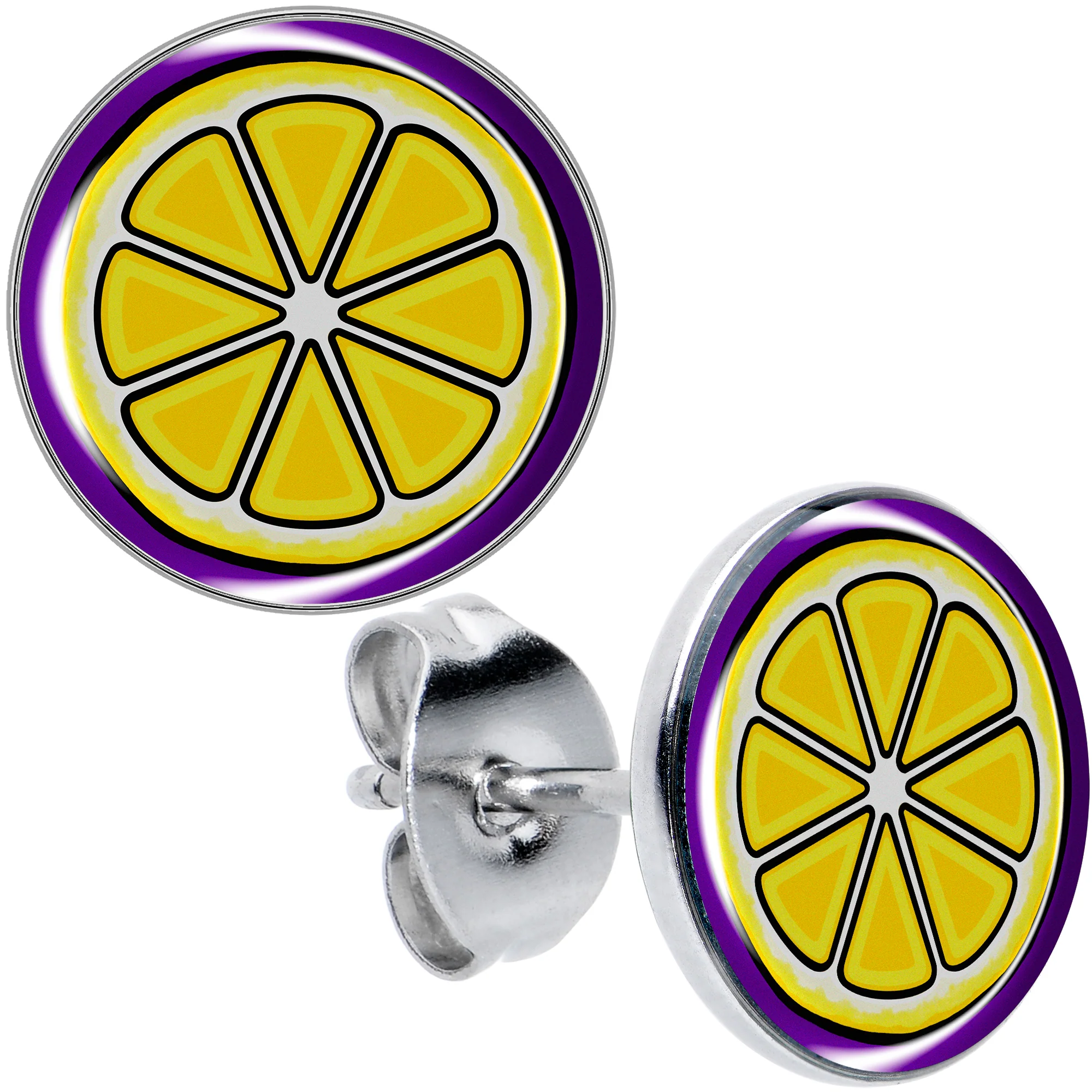 Yellow Slice of Lemon Stud Earrings by Onyx O