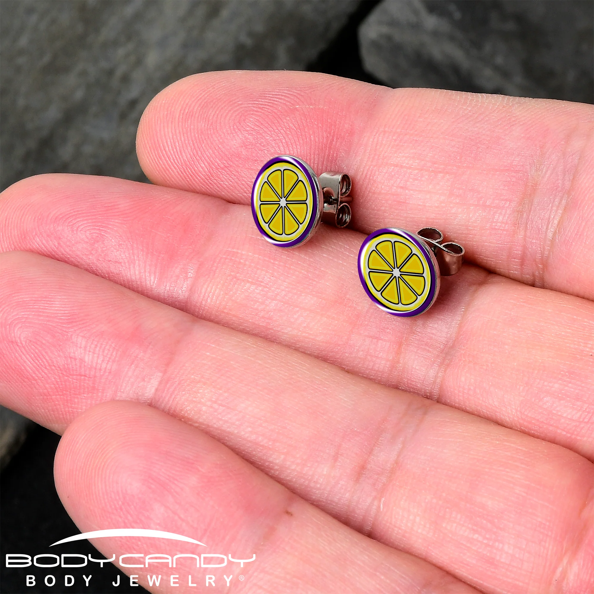 Yellow Slice of Lemon Stud Earrings by Onyx O - Image 2